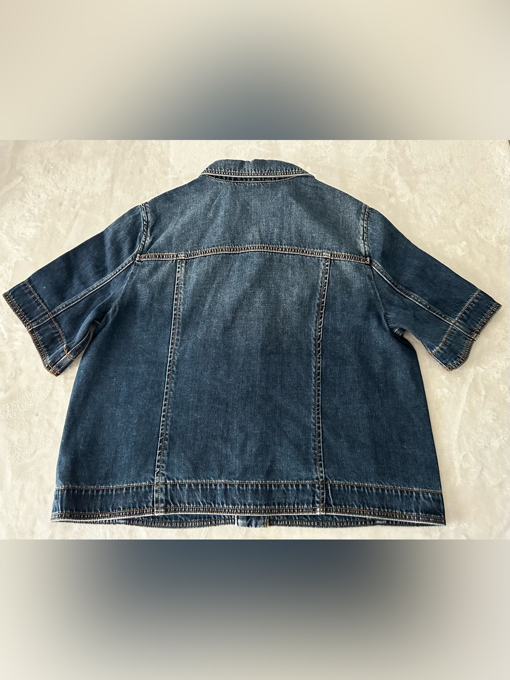 Talbots Short Sleeve Blue Jean Button Up Denim Jacket Women’s Size Large - Picture 4 of 9